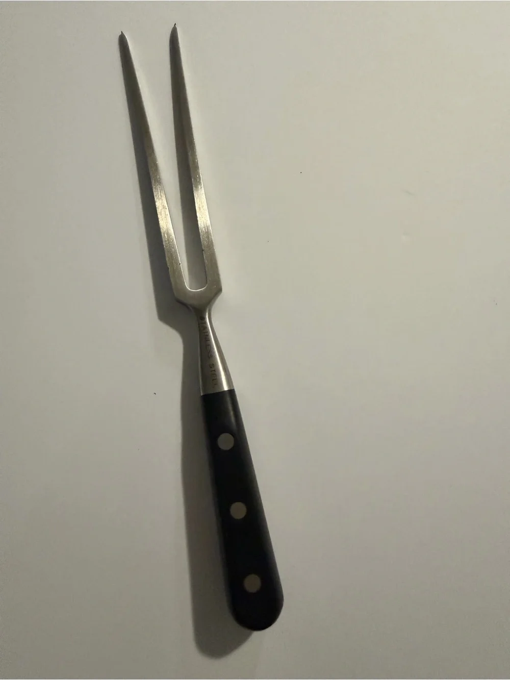 Source Unknown Black-Handled Stainless Steel Carving Fork
